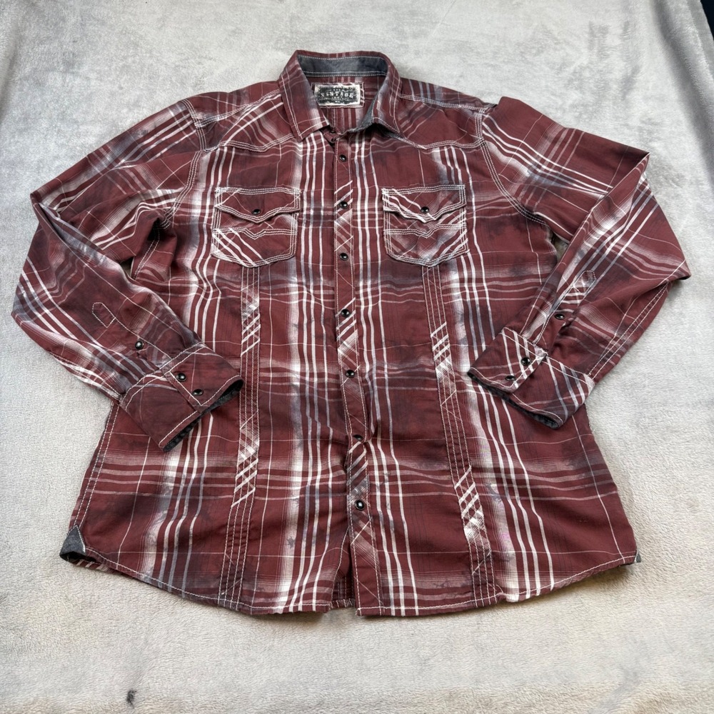 BKE Vintage 1967 Standard Fit‎ Plaid Long Sleeve Western Shirt Mens XL
